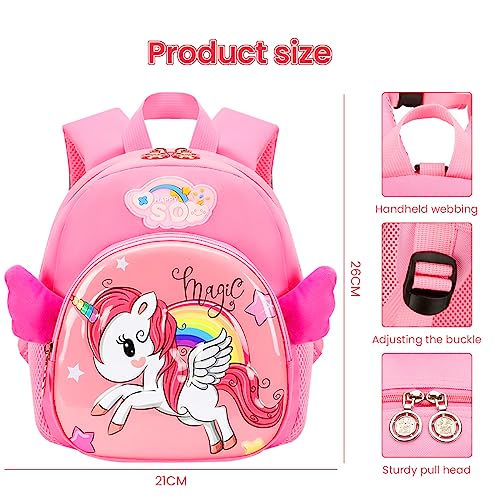 PALAY® Unicorn School Bags For Girls Backpack Kindergarten Girls Backpack for School, Travel, Camping, Burden-relief School Bags for Girl Kids 3-5 Years Old