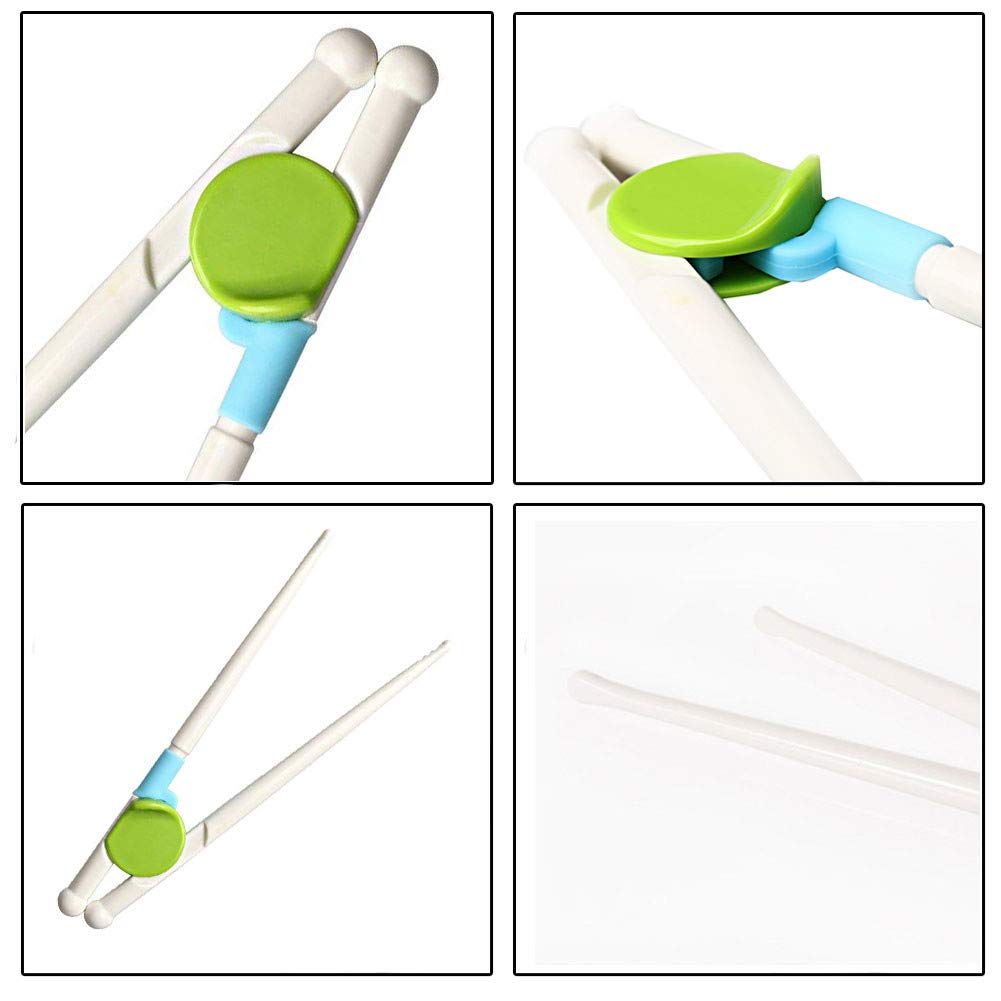 ELEPHANTBOAT Training Chopsticks for Kids 1–6 Years with Detachable Aid | ABS Pink and Green