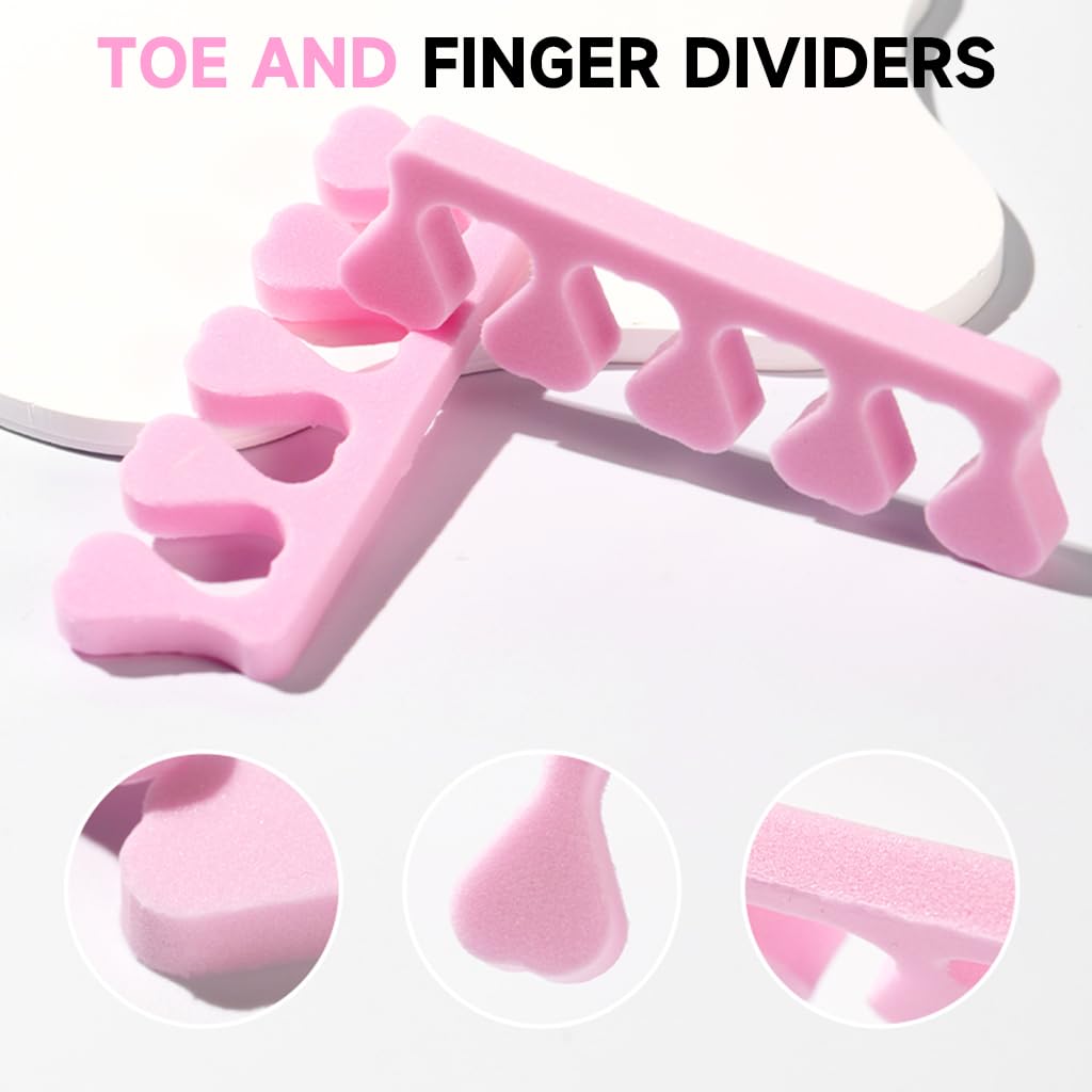 MAYCREATE Sponge Toe Separators for Pedicure and Manicure 50pcs with Ergonomic Foam Design | Pink