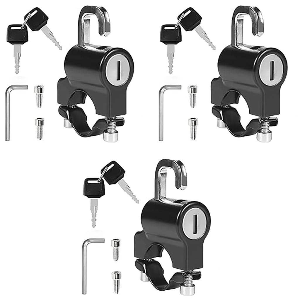 ZIBUYU Helmet Lock for Motorcycle and Bike with 22–28mm Handlebar Mount | Aluminum Alloy 3PCS