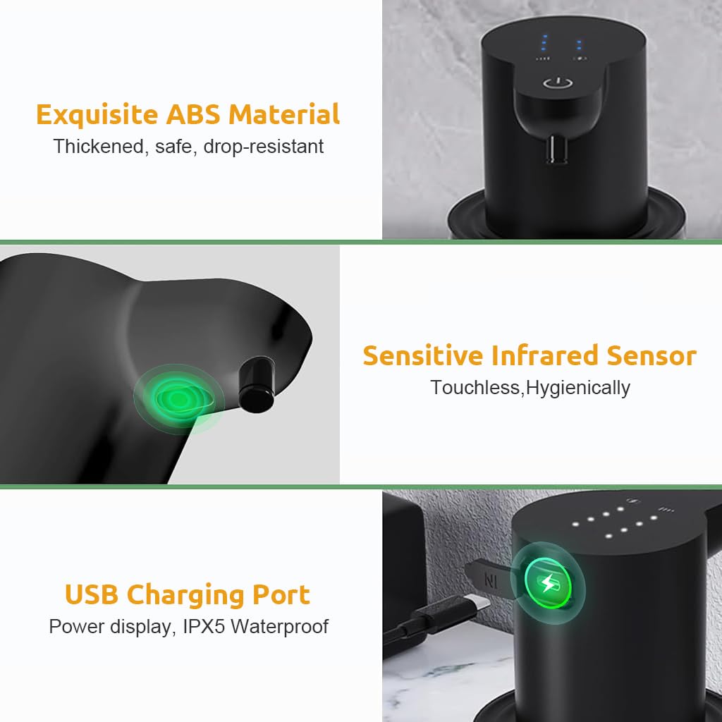 Supvox Automatic Soap Dispenser for Kitchen and Bathroom with 400ml Capacity & USB Recharge | IPX5 Waterproof Touchless Foam Hand Wash