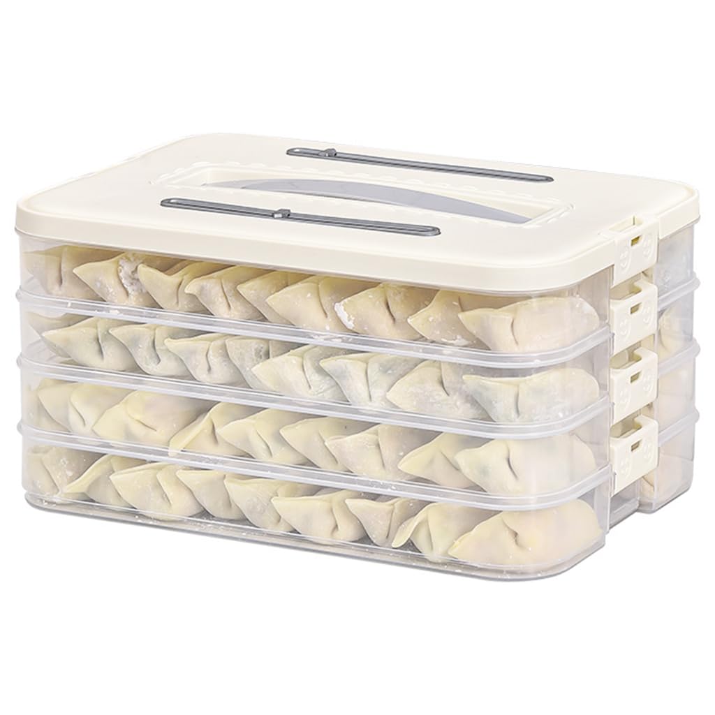 Supvox Food Storage Container for Cookies and Dumplings featuring 4 Layer Stackable Design | BPA Free Box with Lid and Handle