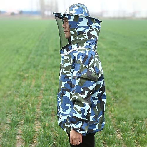 HASTHIP® Bee Suit with Detachable Veil Hat, Camouflage Beekeeping Top, Protective Equipment, Elastic Cuff & Elastic Hem Closure