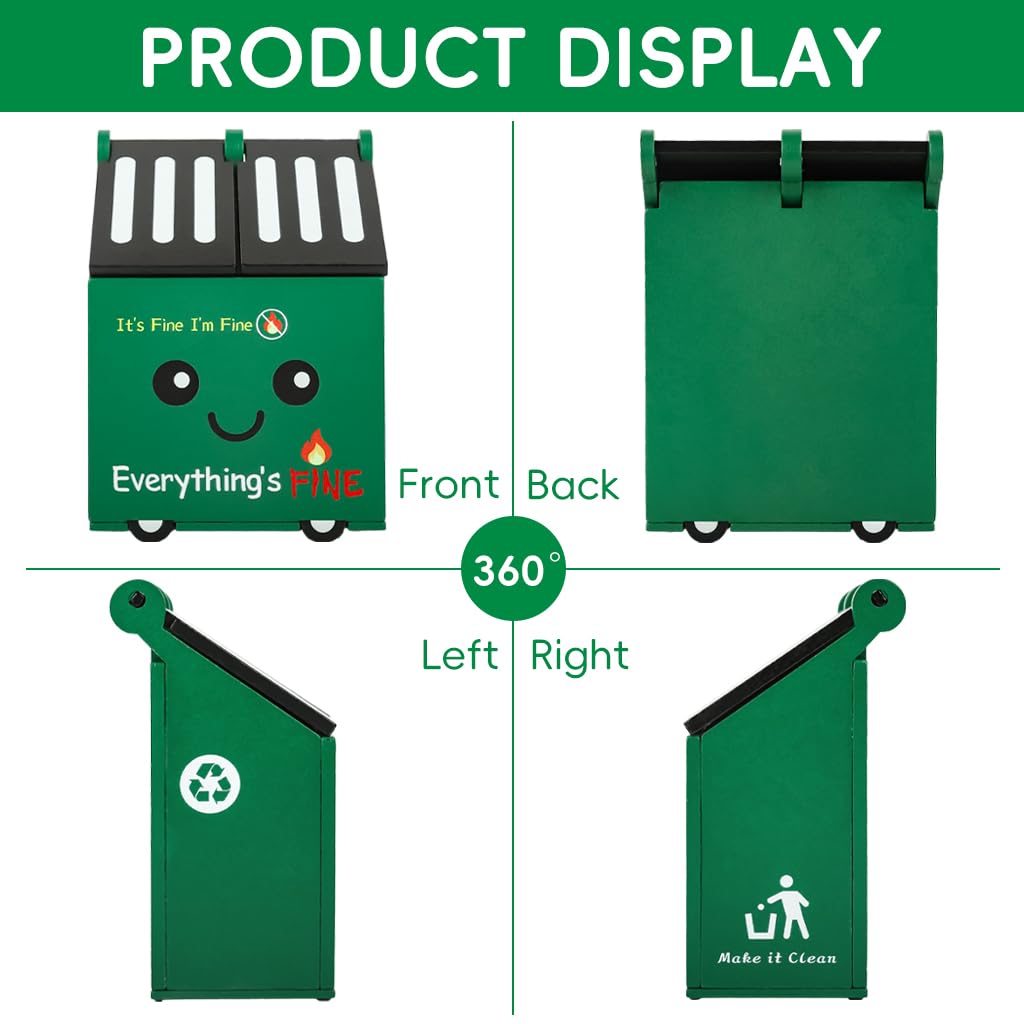 OFIFO Wooden Desk Pen Stand with Dual Compartments and Flip Lid for Office and Study | Cartoon Design Stationery Organizer for Home Decor