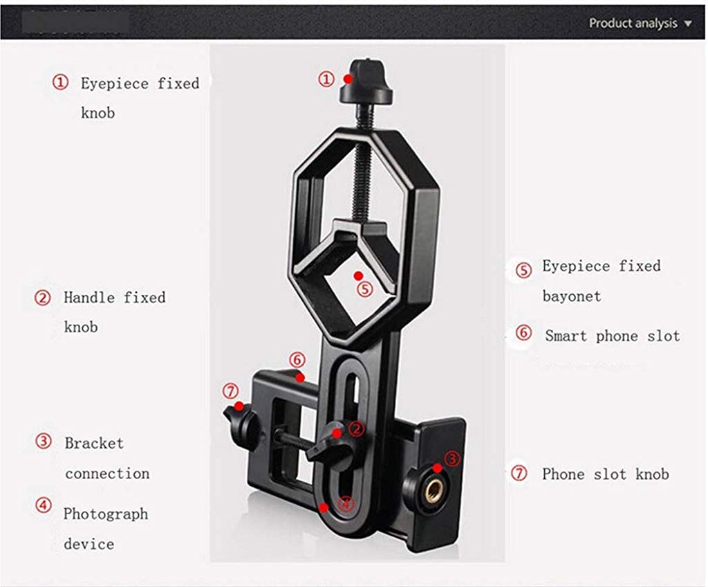 ELEPHANTBOAT Telescope Phone Mount for Digiscoping featuring 3 Axis Adjustment and Metal Build
