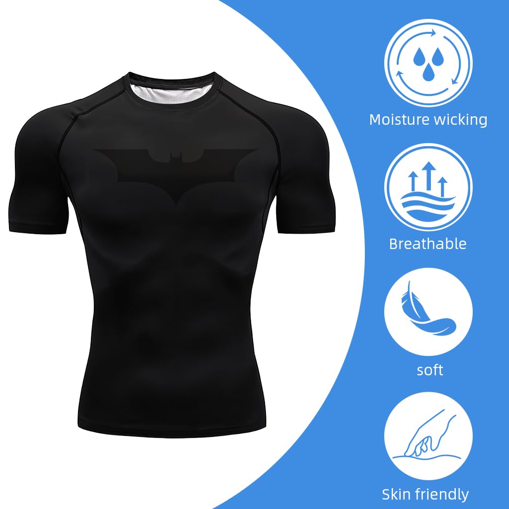 PROBEROS Sport T Shirt for Running and Gym with Moisture Wicking Polyester Fabric | Black XL