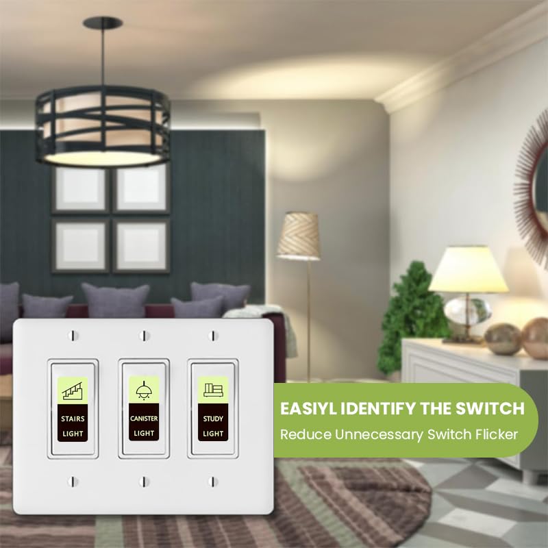 HASTHIP Switch Board Stickers for Home with Glow in Dark Labels Waterproof 2PCS | Bedroom Kitchen Décor