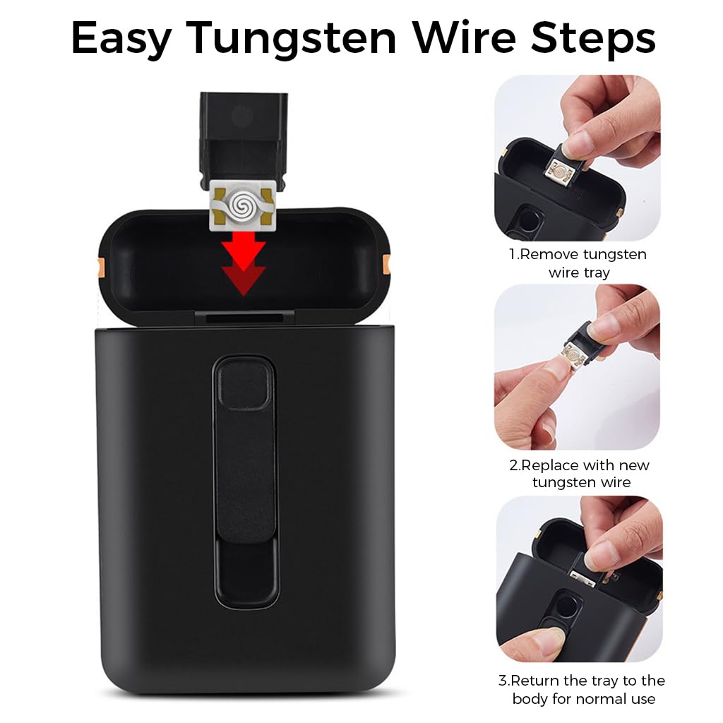 GUSTAVE 2 in 1 Cigarette Case with USB Rechargeable Flameless Coil Lighter for Men | Holds 20 Regular Cigarettes Black