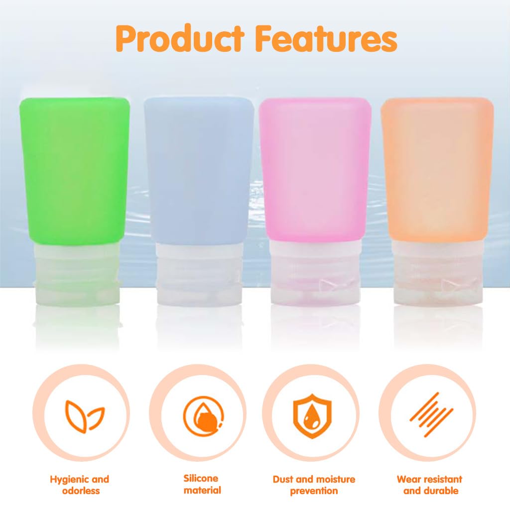 HASTHIP Silicone Squeeze Bottles for Salad Dressing to Go with Leakproof Flip Lid | 4Pcs 60ml Set