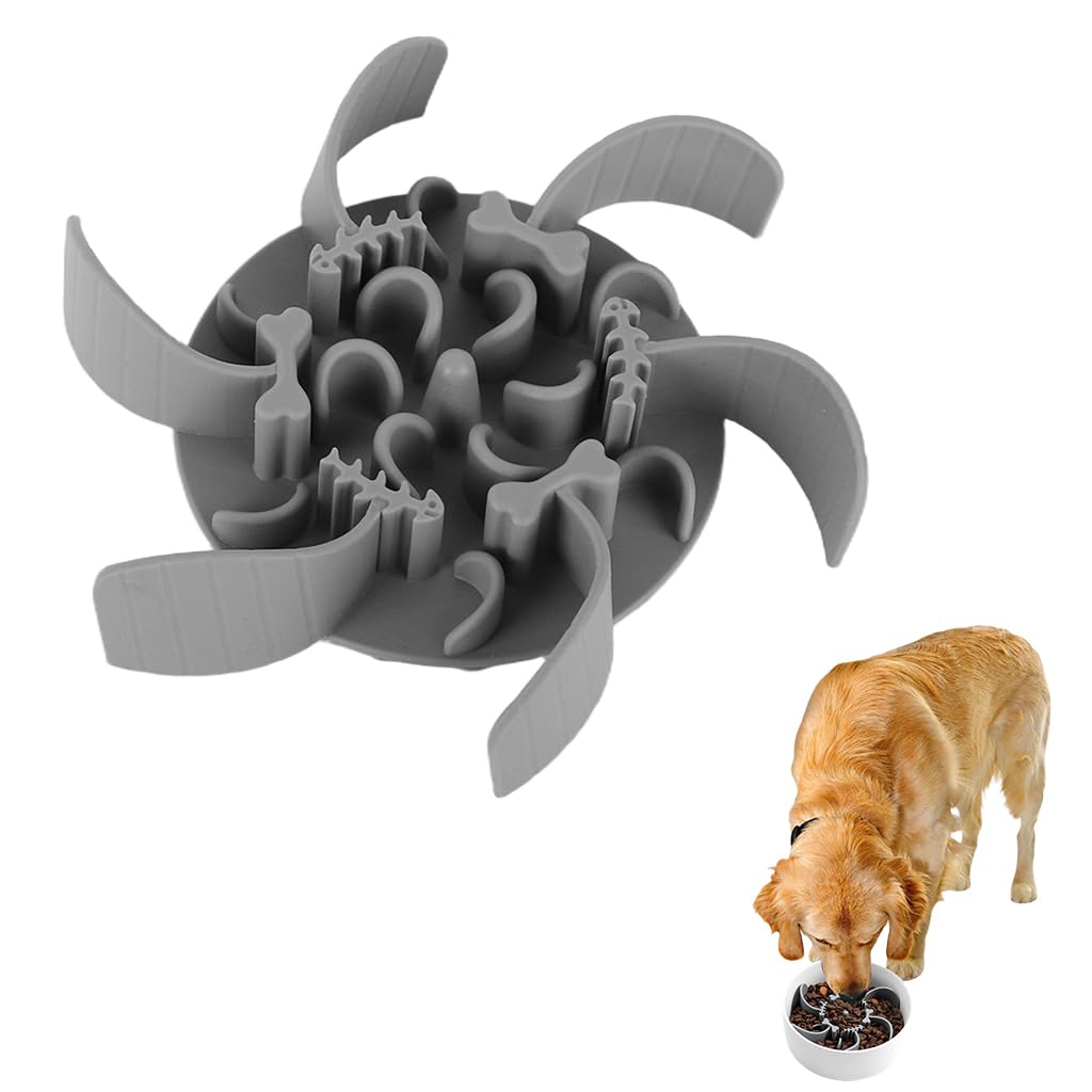 Qpets® Slow Feeder Insert for Pets, Anti-Choke and Indigestion Bowl Puzzle Insert for Dogs and Cats, Food Grade Slows Down Eating Pace, Promotes Healthy Digestion