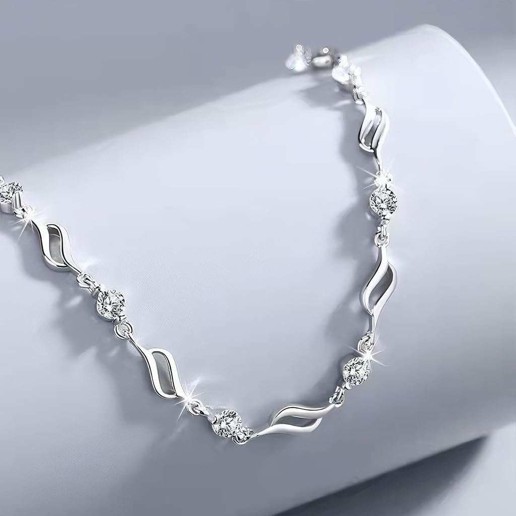Zibuyu Crystal Bracelet for Women featuring Crystal Inlay and 16+4cm Adjustable Chain | Anti-Tarnish Design