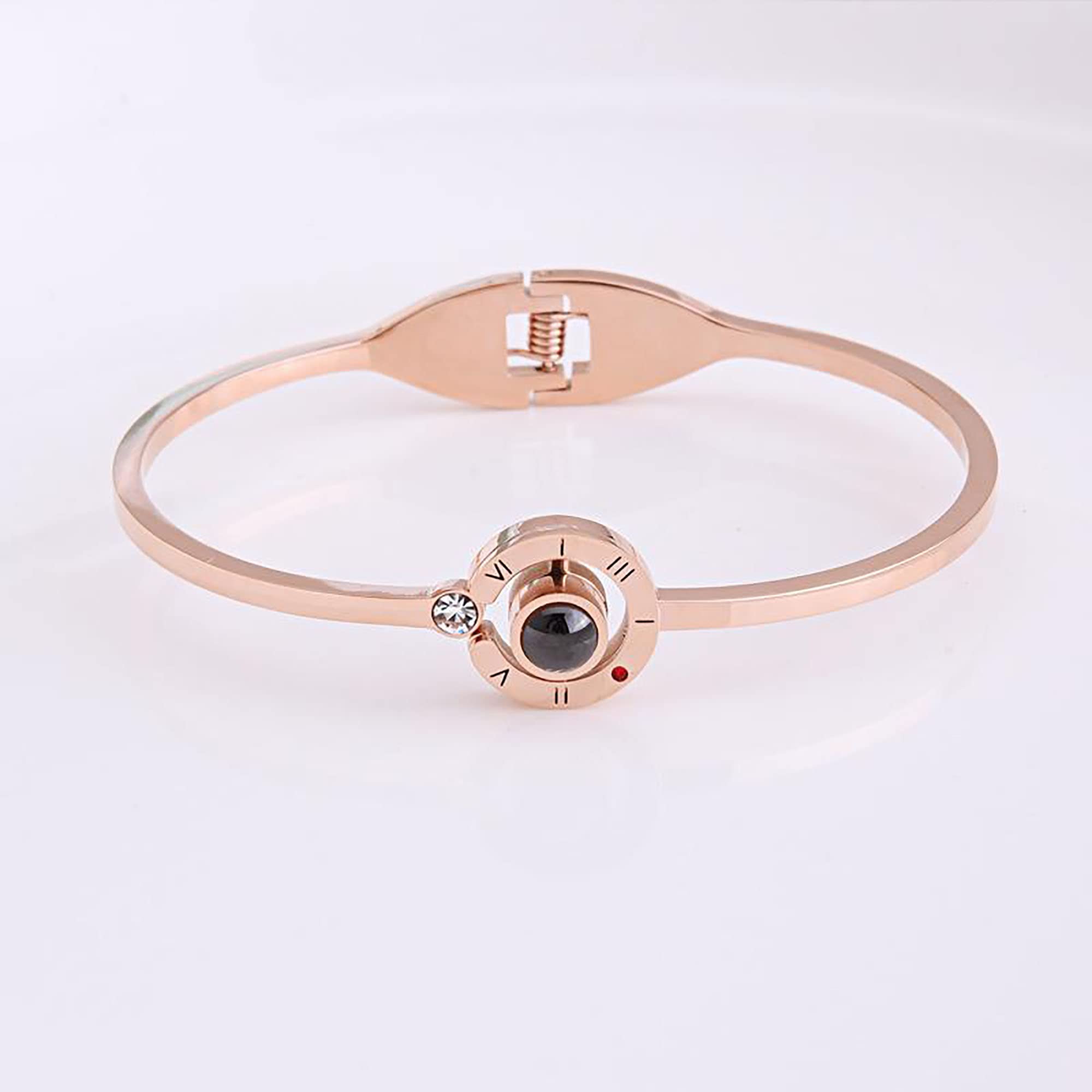 ZIBUYU® Women Bangle Rose Golden Bracelet for Women Creative 'I LOVE U' Projection Bangle Gift for Ladies Jewelry Gift for Women Girl