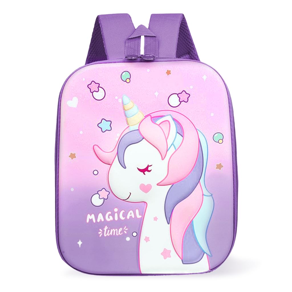 PALAY® Kindergarten Backpack for Girls Purple Unicorn Backpack for School Girls Small Waterproof Bookbag Backpack for Preschool Girls Children's Day Gift School Gift for Girls Age 2-5 Years