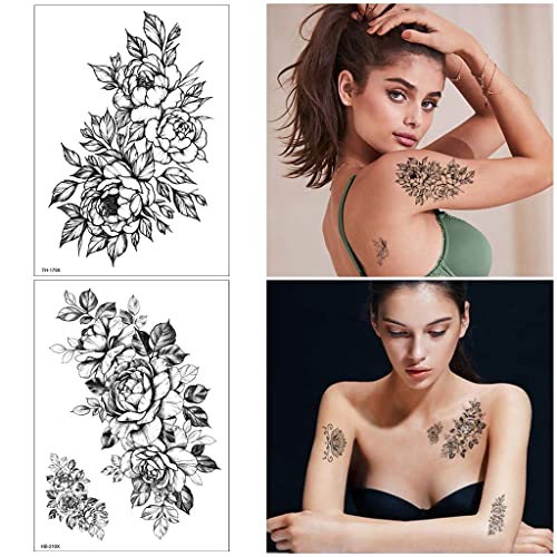 HASTHIP® 35 Sheets Waterproof Roses Flowers, Butterflies Temporary Assorted Tatto Sticker for Body Art