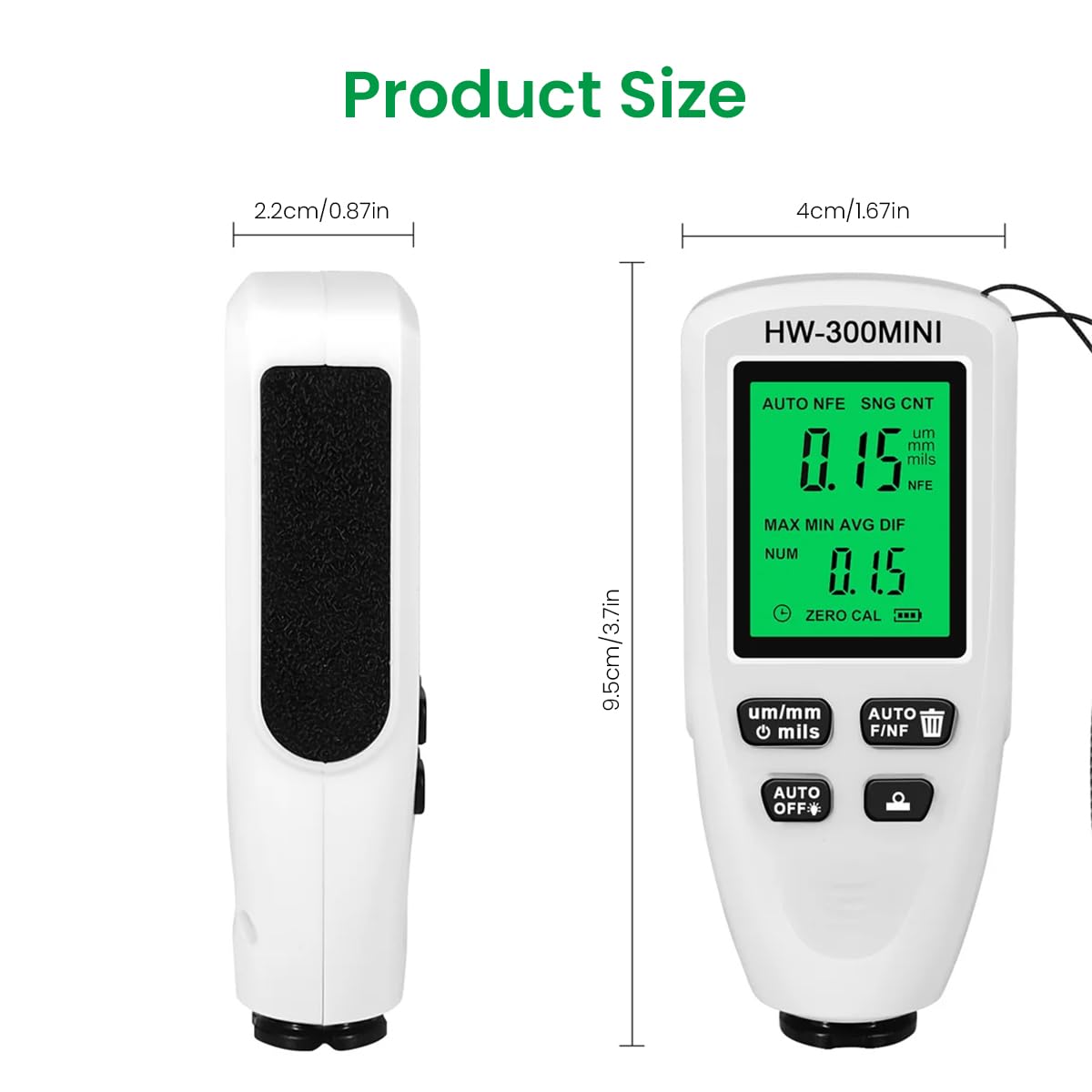 Serplex Paint Thickness Gauge for Automotive Inspection with Fe and NFe Probe 0–2000 um | LCD Display