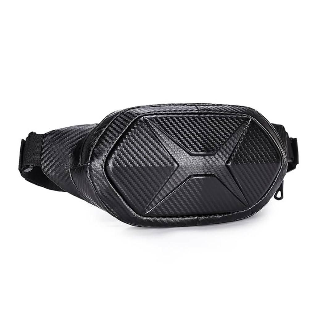 STHIRA® Men's Chest Bag Crossbody Bag Compact EVA Hard Shell Waterproof Sling Bag Phone Riding Bag, Fashion Carbon Fiber Embossed Design, Adjustable Shoulder Strap, 32x5x13cm