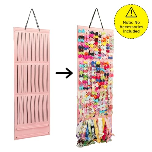 HASTHIP® Hair Accessories Organizer for Girls Bow Hair Clip Storage Hairband Organizer for Girls 3-Layer Large Capacity Wall Hanging Hair Bows Holder Displaying Rack for Baby Kids Women X 3