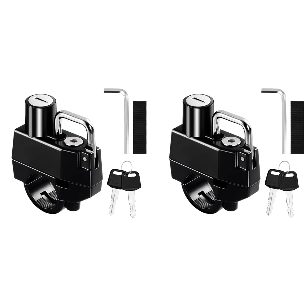 STHIRA Helmet Lock for Bike Handlebar 22–24mm with Aluminum Alloy Body and 2 Keys | Rustproof Anti Theft Security 2PCS