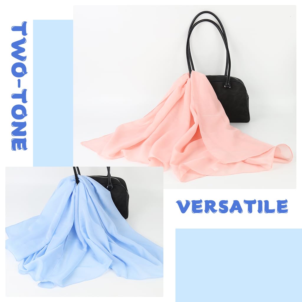 SANNIDHI Head Scarf for Women featuring 38 in Square Silk-Like Polyester Fabric Pink & Blue