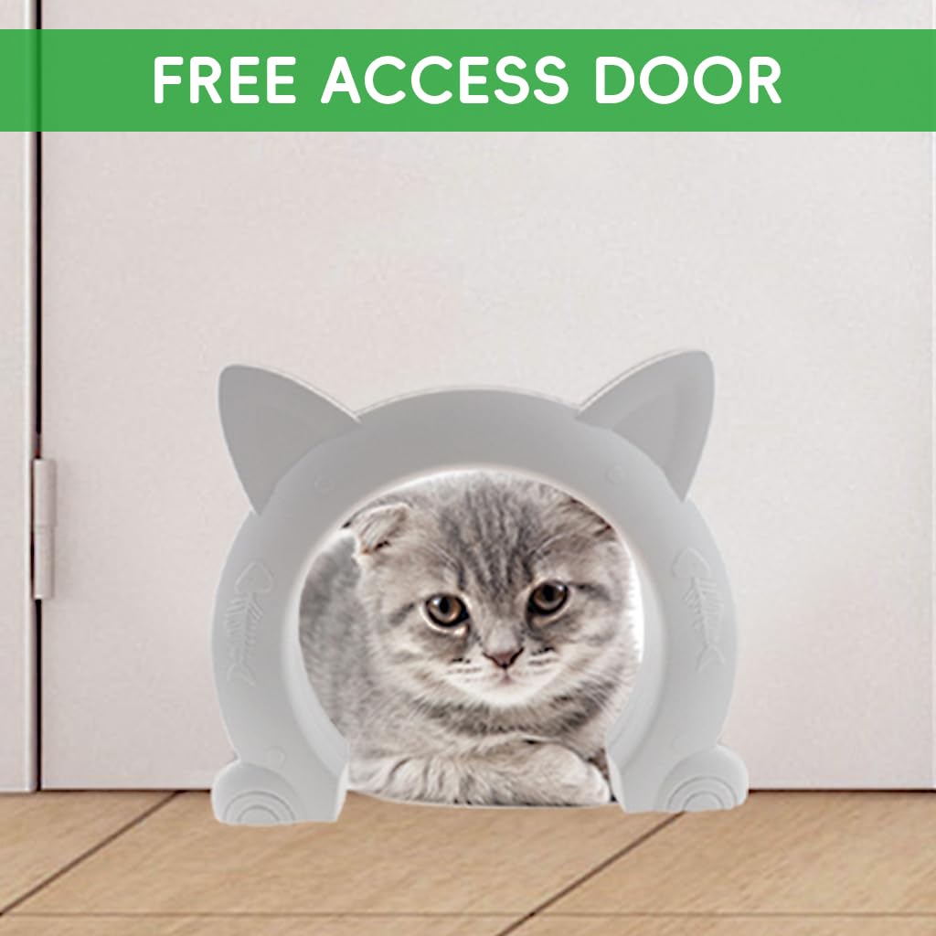 Qpets Cat Door for Interior Doors with 16.5–22 cm Opening and 360° Silent Hinge | ABS Build