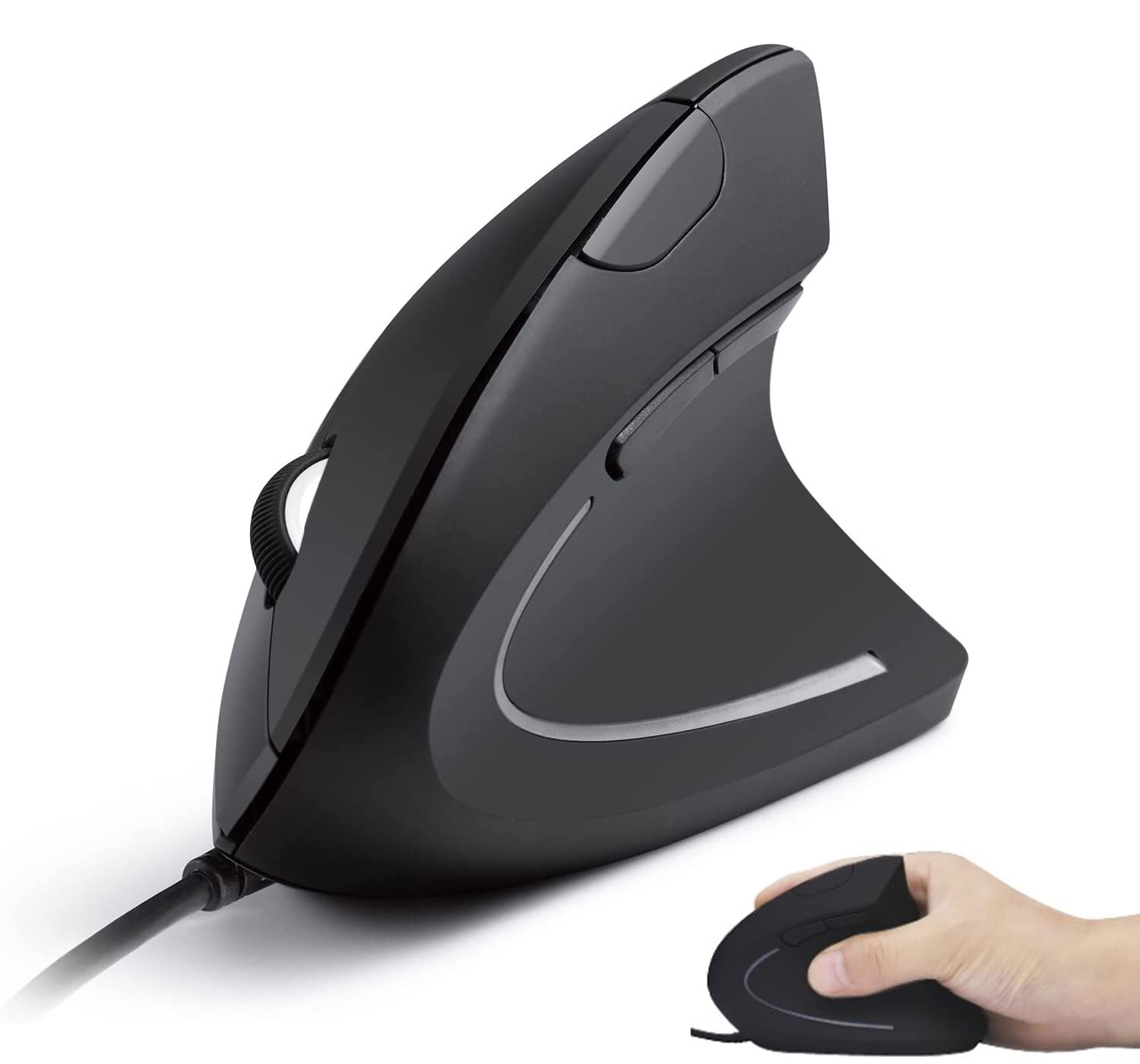 Verilux Wired Vertical Mouse, Optical Ergonomic Mouse with 4 Adjustable DPI 800/1200/2000/3200, 5 Buttons USB Computer Mouse, Better for Large and Medium Sized Hands,for for Mac, PC, Desktop