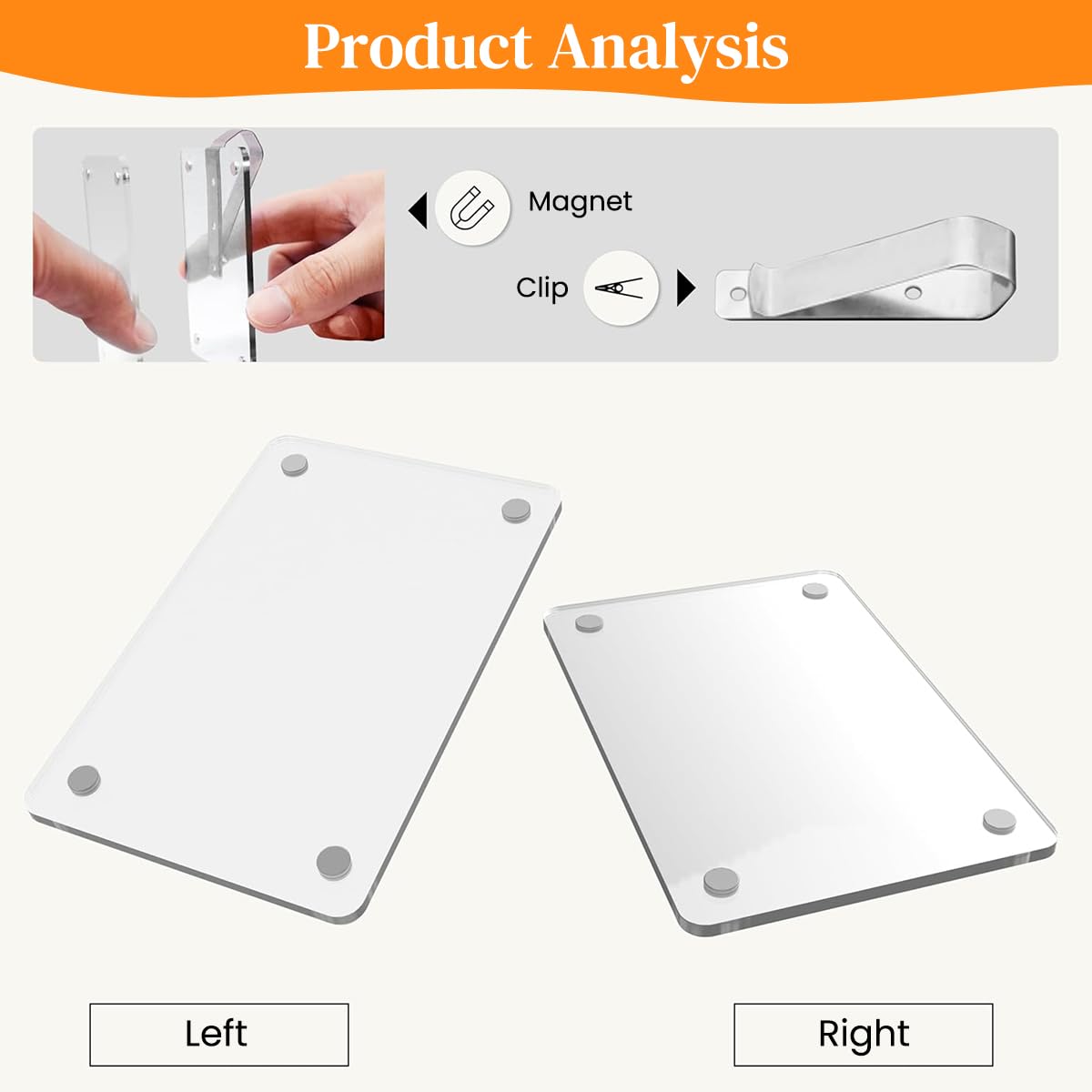 Zibuyu Magnetic Acrylic Photo Frames for 3 in Photos featuring Slide In Clamp | 2 Pcs 6x9 cm Display