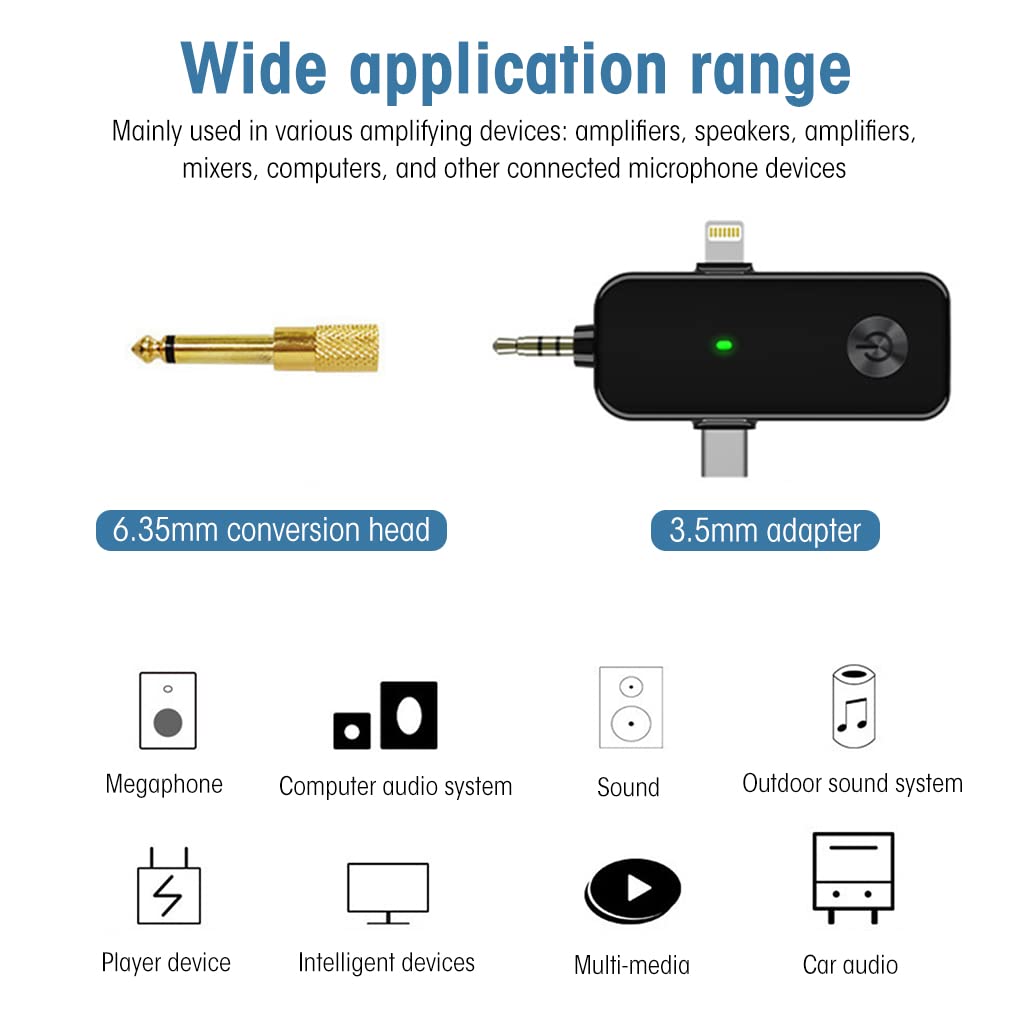 ZORBES® Wireless Lavalier Lapel Microphone for Interview Live Stream ASMR Recording Noise Reduction, 3 in 1 Wireless Lavalier Lapel Microphone for iPhone, Android, Camera, Computer Use