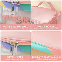 HASTHIP® Travel Cosmetic Bag, Makeup Bag for Women Travel Toiletry Bag, Waterproof Toiletries Bag Portable Zippered Cosmetic Bag for Home & Travel, Pink