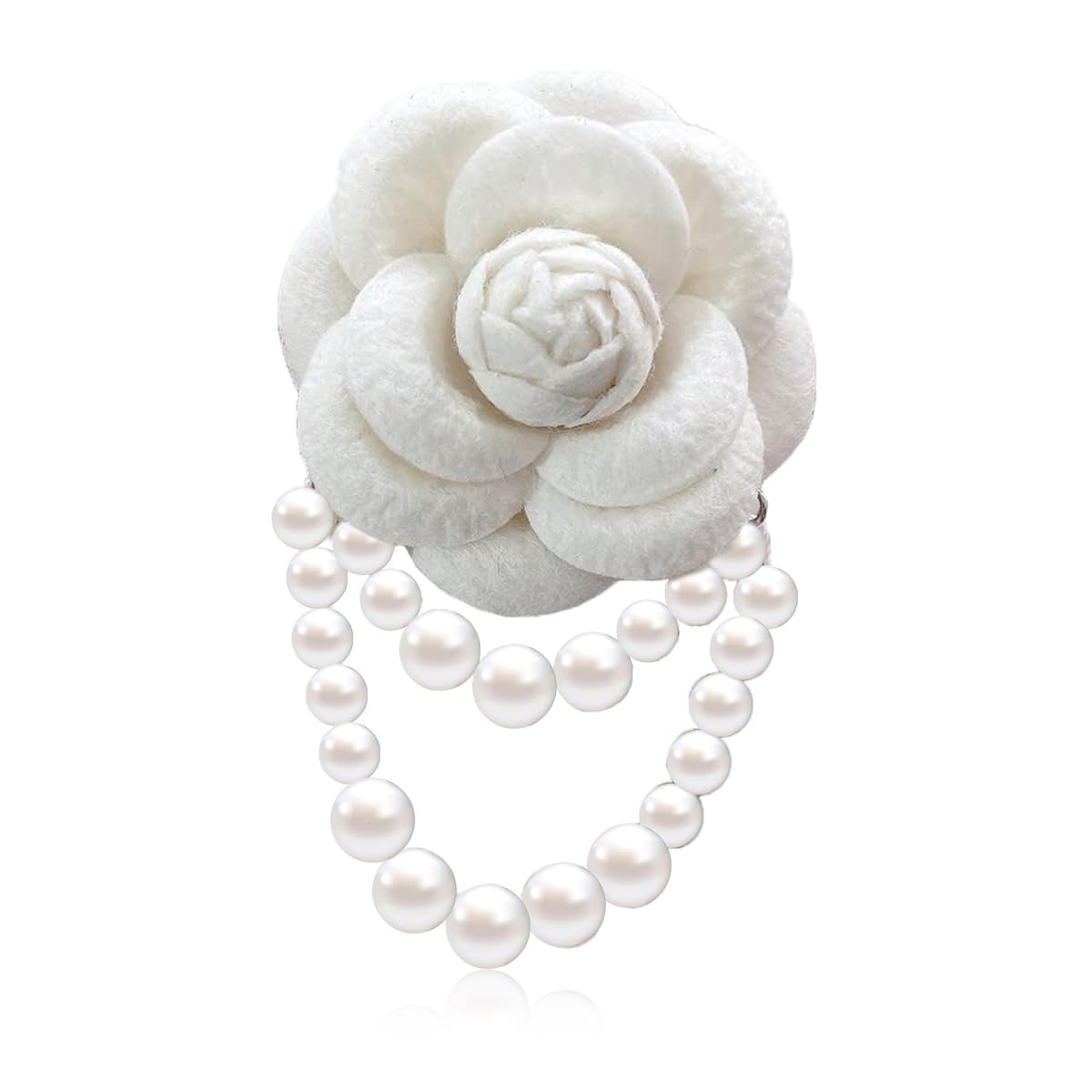 PALAY® Women Camellia Flower Brooch Pins Multipurpose Camellia Flower Pearl Bracelet and Brooch Pins Pearl Tassel Flower Brooch Pin Fashion Women Clothing Accessories