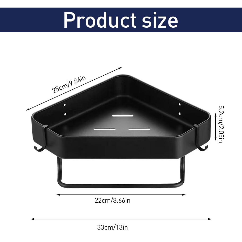 Supvox Bathroom Corner Shelf for Toiletries featuring Self Adhesive Design and 25cm Layers | Aluminium Wall Rack with Quick Drainage
