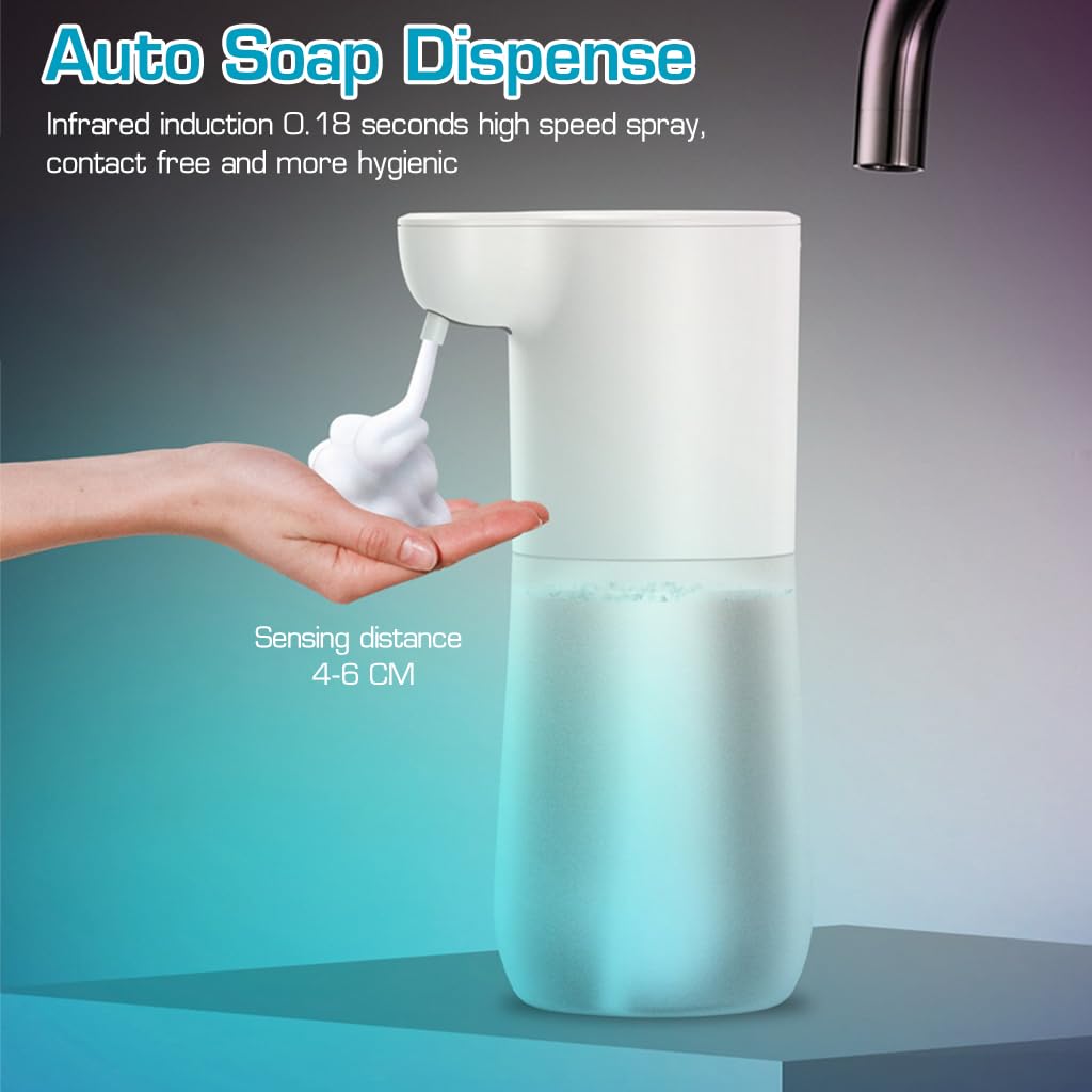 HANNEA® Automatic Soap Dispenser Soap Foamer Dispenser No-Touch Automatic Soap Dispenser Fine Foam Dispenser 600ml Hand Wash Soap Foamer Handwash Dispenser for Kitchen Bathroom Office Public Area