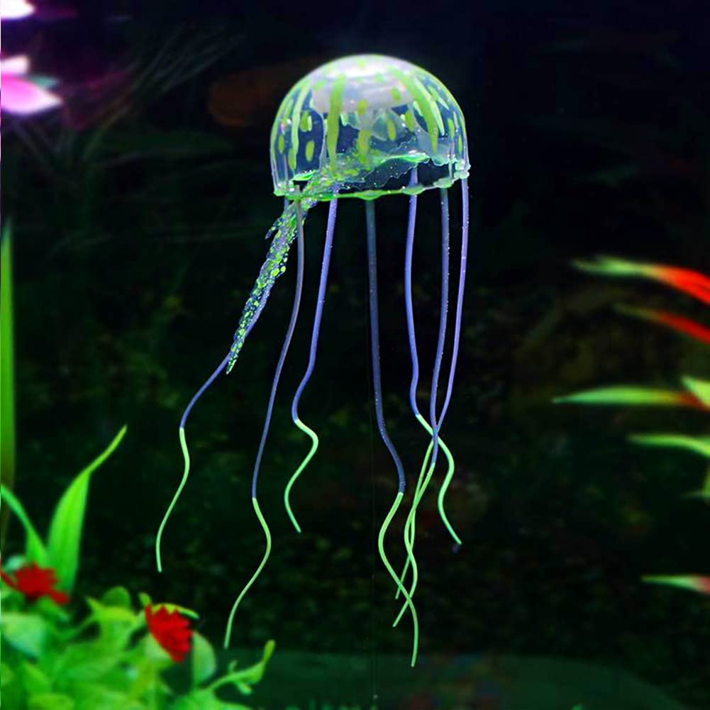 Qpets Aquarium Jellyfish Ornament for Fish Tank featuring 6PCS Floating Silicone Decor