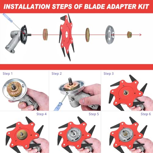 ORTIZA® Grass Trimmer Replacement Blade - Manganese Steel 6-Razor Spin Brush Cutter Head Blade - 24CM Grass Cutter Blade/Brush Universal Weed Brush Trimmer Accessories/Attachment