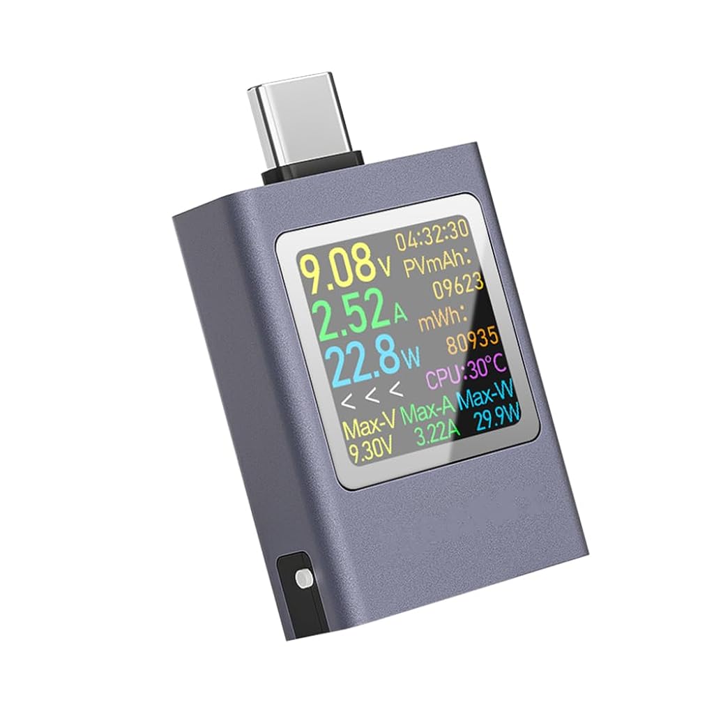 Serplex® USB C Power Meter USB C Voltage Analyzer 5V/12A Mobile Multimeter USB C Voltage Current Monitor Universal Digital USB C Tester for Phone, Laptop, Tablet