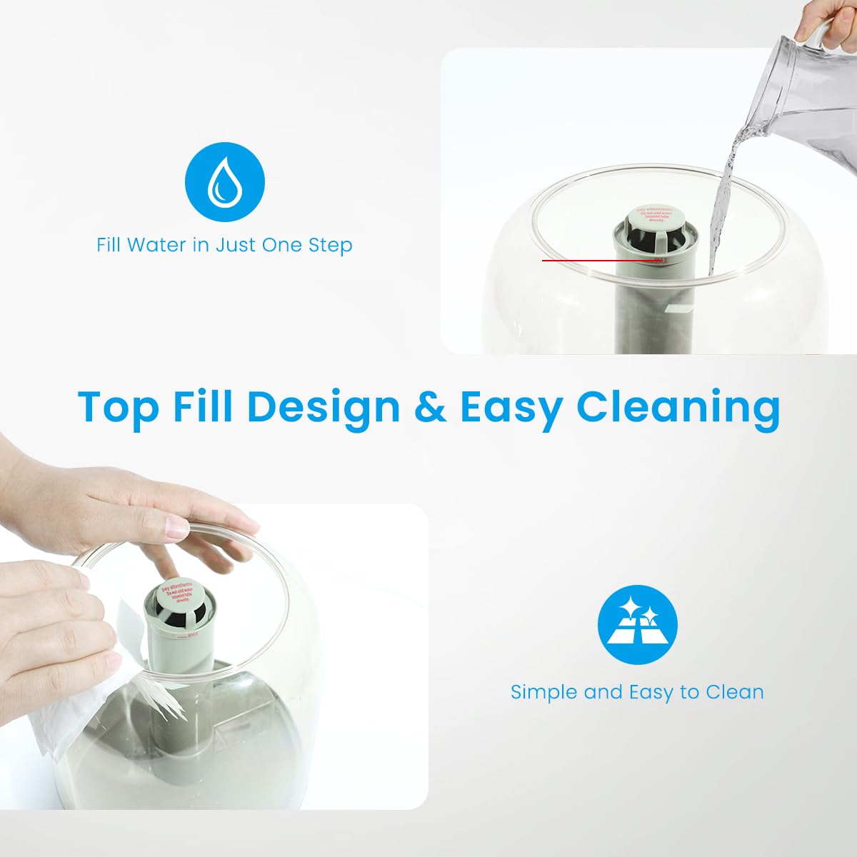 Supvox Humidifier for Bedroom and Baby with 4.2L Tank 360° Rotating Nozzle | Ultra Quiet Auto Shut-Off