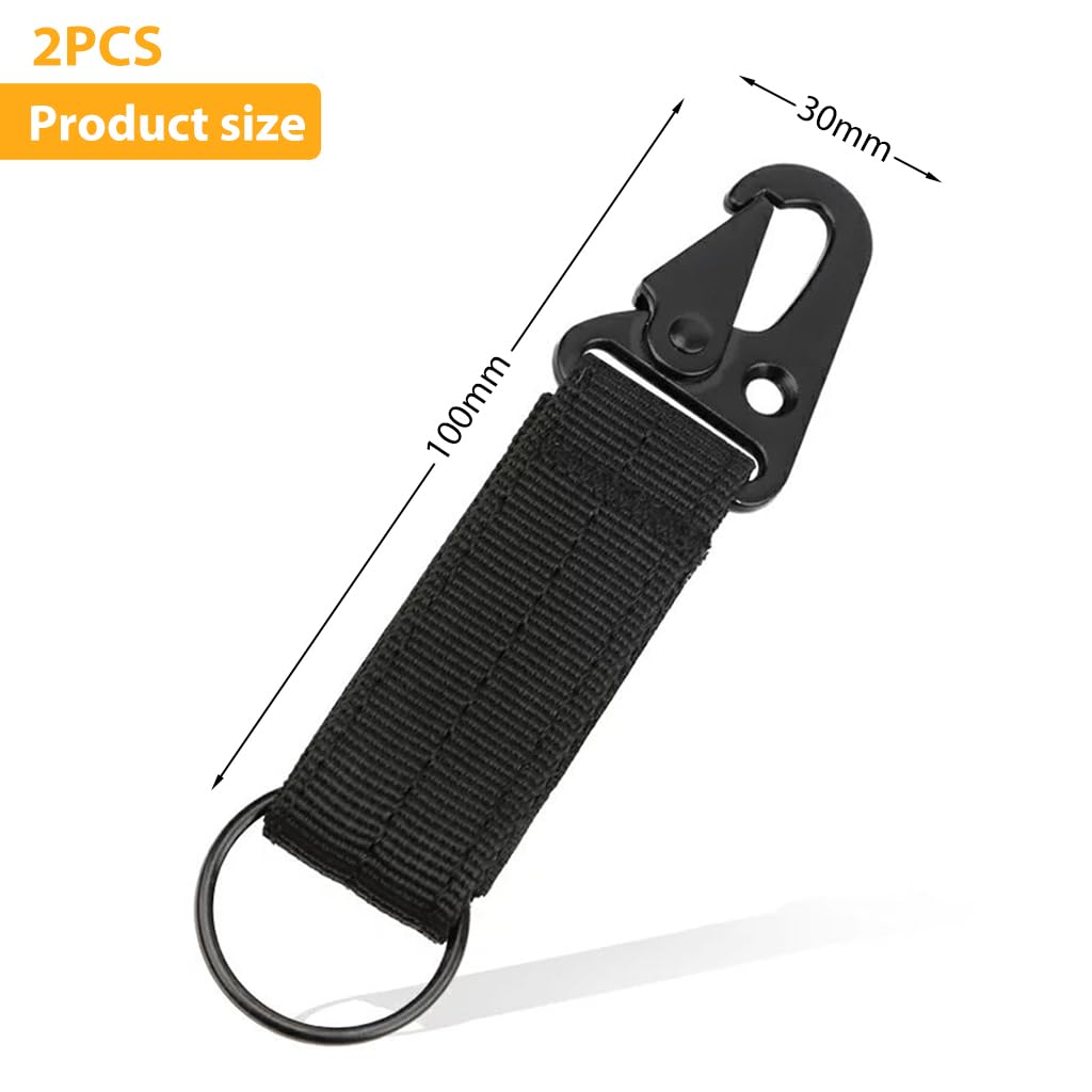 Optifit® 2Pcs Tactical Keychain for Belt, Backpack, Camping Gear Gadget, Portable Accessory Holder with Quick Release Buckle for Gloves, Keys, Survival Kit, Rope