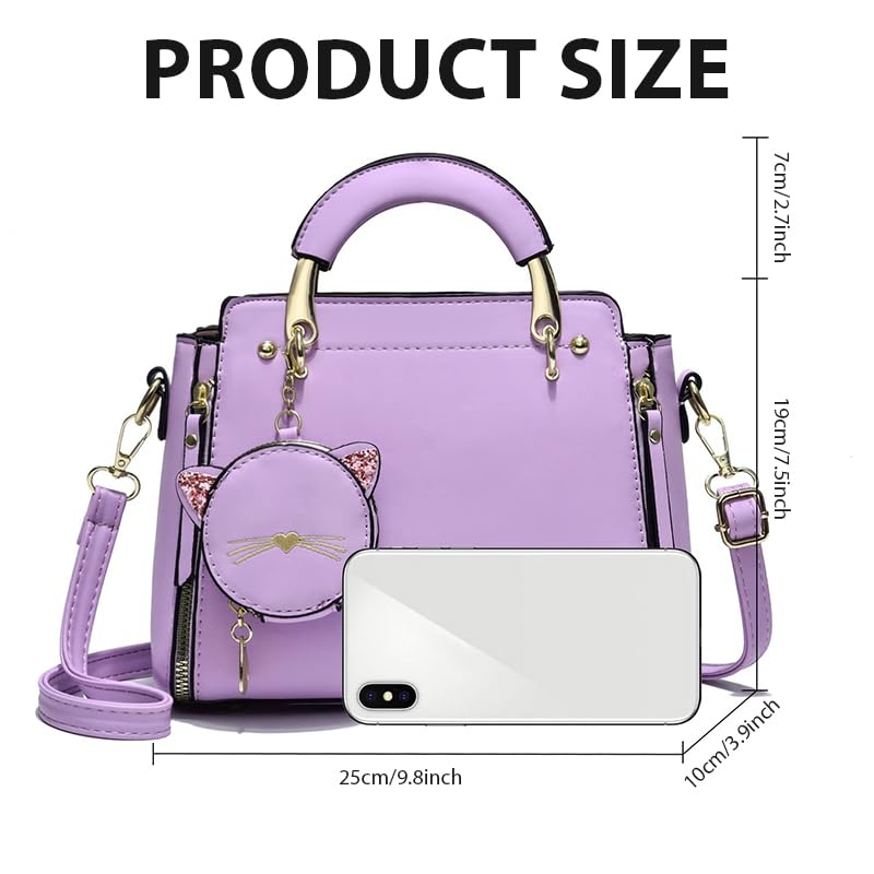 Zibuyu Hand Bag for Women for Daily Use with Cat Ear Pouch and Detachable Strap 24x10x18cm