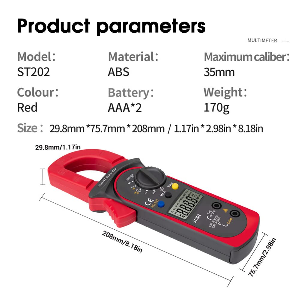 HASTHIP® ST201 Smart Digital Clamp Multimeter,Resistance Ohm Transistor Testers AC/DC Current,Voltmeter Lcr Clamp Meter