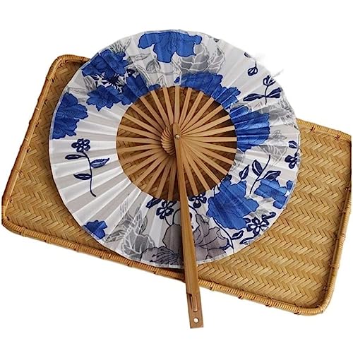 HASTHIP Decor Chinese Style Fan Dancing Round Fan Handheld Folding Fan Traditional Japanese Style Hand Fan Round Hand for Women Wedding Party Home Decoration