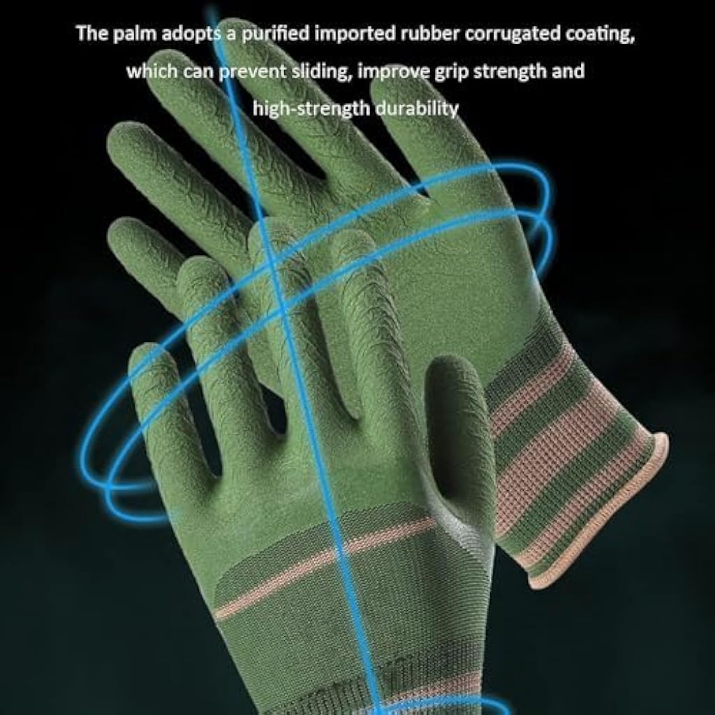 HASTHIP® 3 Pairs Gardening Gloves for Men Women Anti-slip Gardening Gloves Working Gloves Rubber Coated Gloves Waterproof Safe Anti Puncture Gloves for Gardening, Cleaning, DIY Projects, Harvesting