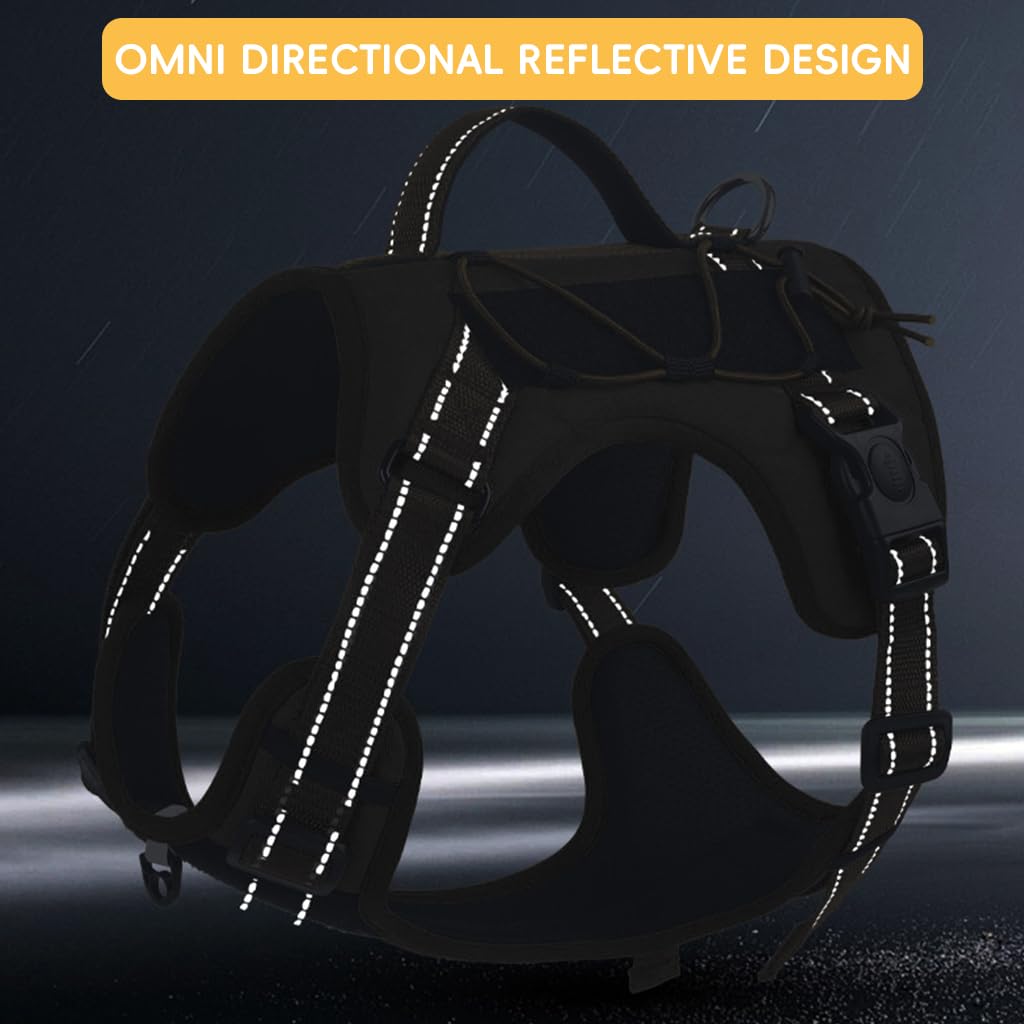 Qpets Dog Vest Harness for Medium Large Dogs featuring Handle and Double D Rings | Adjustable No-Pull PU Mesh Design for 22.5–45KG Pets