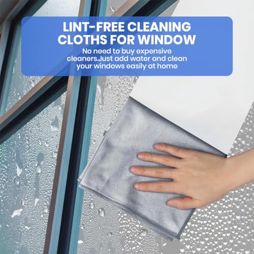 HASTHIP® Kitchen Dish Cloth, Pack of 6 Non-Abrasive Ultra Fine Glass Fiber Clean Cloth Streak-Free Household Cleaning Rags, Wet & Dry Use for Kitchen, Bathroom, Glass, Window, Door, 40x40cm, Grey