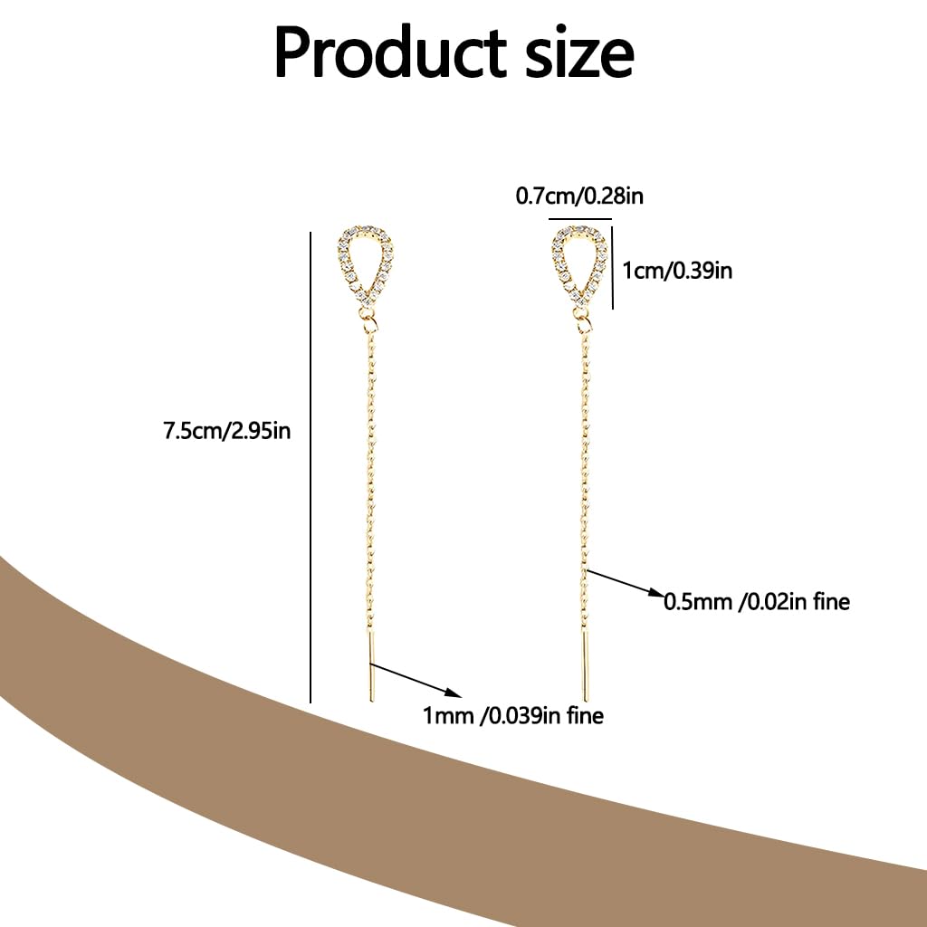 ZIBUYU Gold Boho Teardrop Earrings for Women with Crystal Chain | Hypoallergenic Gift