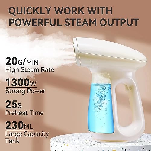 Bear® Garment Steam Iron for Clothes 1300W Fast Heat-up Portable Steam Iron Handheld Lightweight Cloth Wrinkles Remover Travel Iron Mini Hand Steamer for Clothes Built-in Aromatherapy Box with Brush