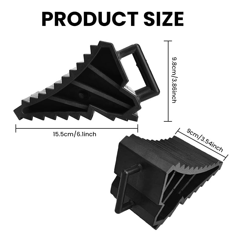 STHIRA Car Anti Slip Block for Vehicle Parking with Ridged Surface and Curved Fit | 2pcs Polypropylene Wheel Chocks