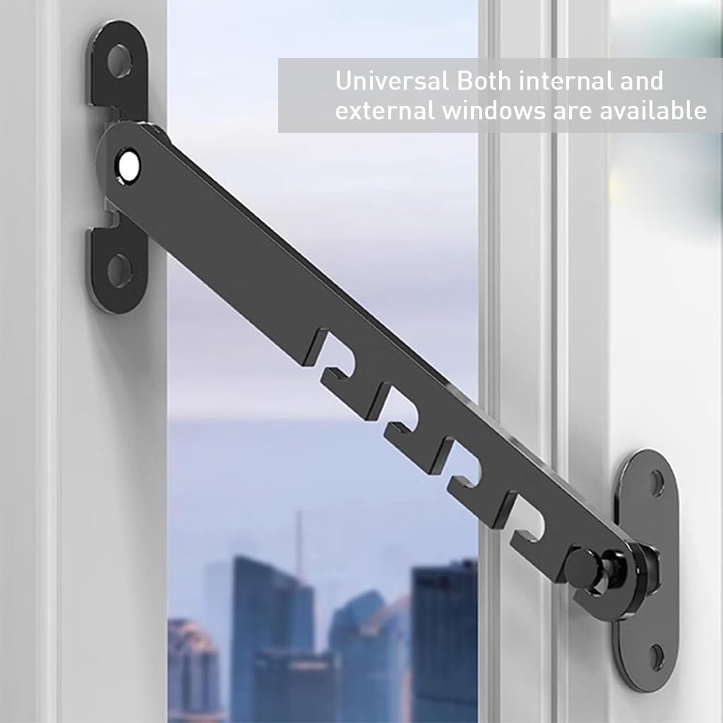 Supvox® Window Restrictor Latch Stainless Steel Window Wind Hook Adjustable Window Safety Locks Childproof Restrictor Safety Locks for Various Doors and Windows (5 Slots)