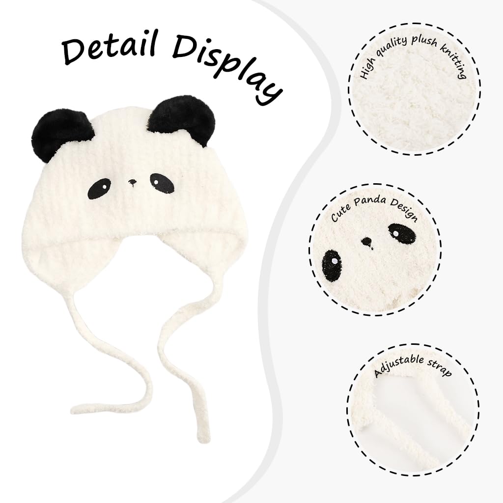 SNOWIE SOFT Panda Baby Winter Cap for 6–36 Months with Chin Strap and Plush Ears | Warm Knitted Beanie for Outdoor Use