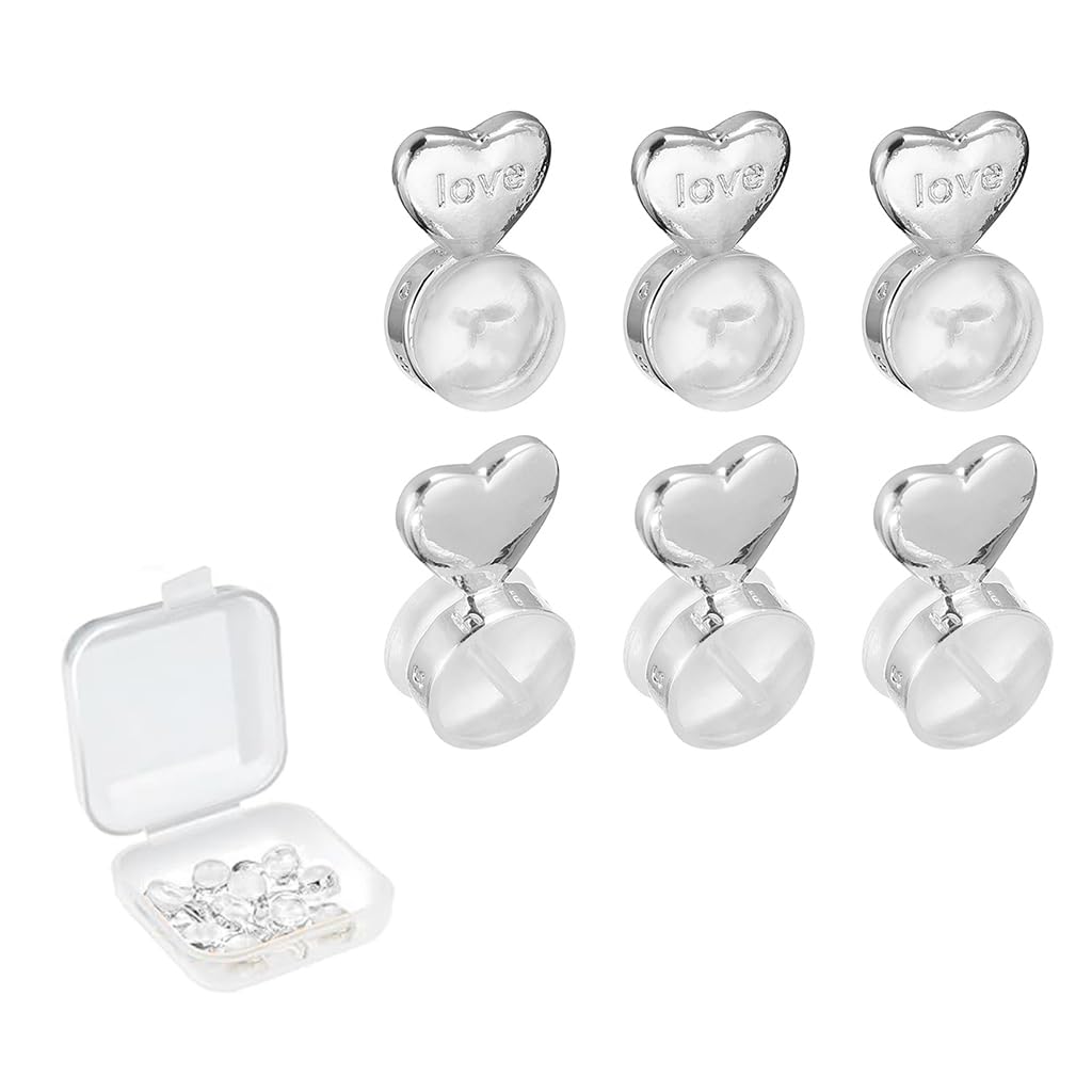 SANNIDHI Earring Supporter for Heavy Earrings with Heart Back Stoppers | 6Pcs Transparent Set