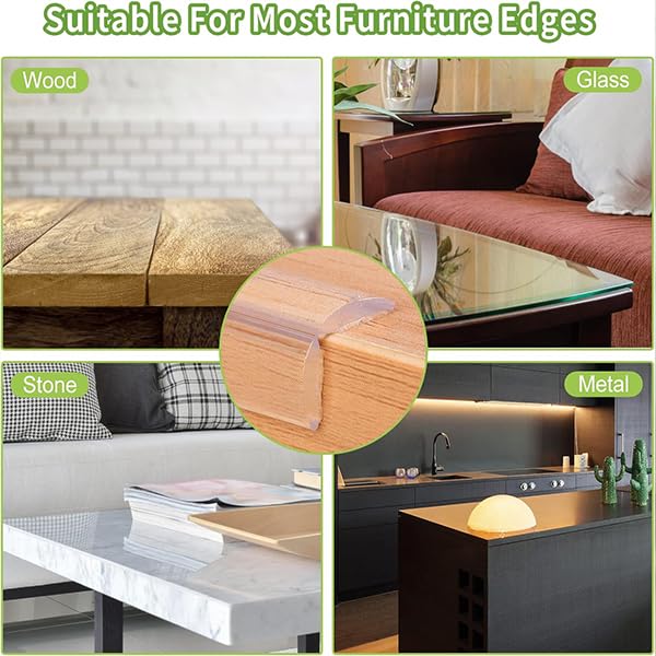 SNOWIE SOFT Table Corners Edge Protector for Baby Safety with 3 Meter Self Adhesive Clear Silicone | Fits Desks Cribs and Walls