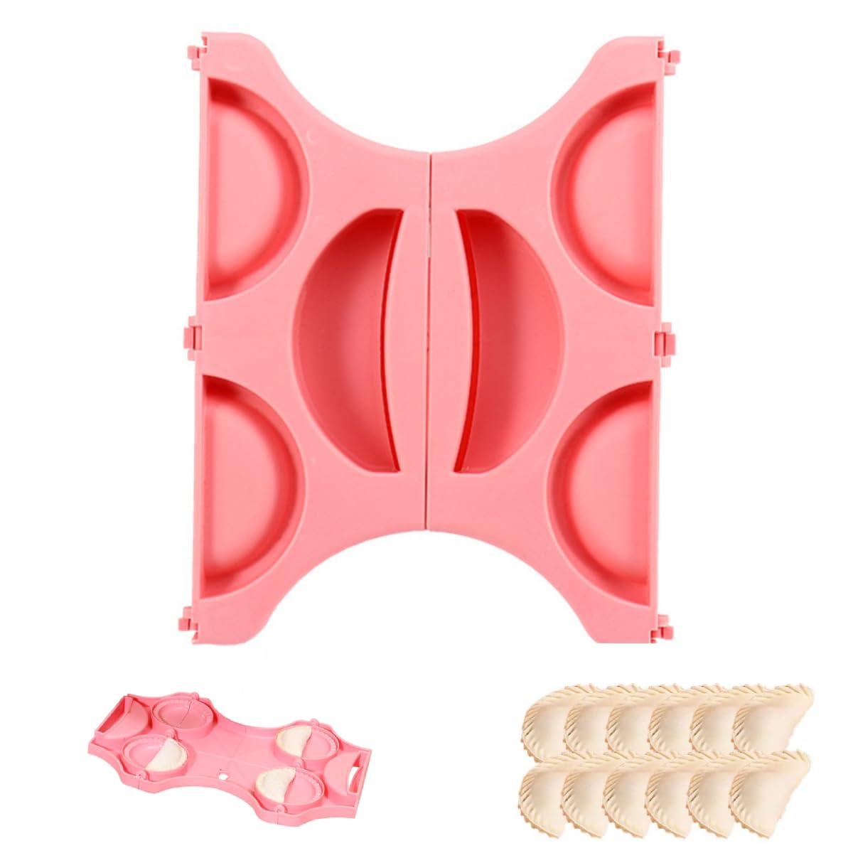 HASTHIP Dumpling Press Maker for Quick Batch Cooking with 4 Compartments and Food Grade PP | Easy to Clean Kitchen Mold 8.66×6.5–12.99 in